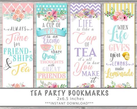 Tea Party Bookmarks To Add To Any T Bag Use These At Your Next