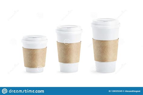 Download Blank White Paper Cup With Craft Sleeve Holder Mockup Set ...