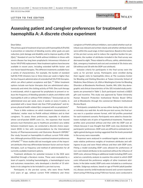 Pdf Assessing Patient And Caregiver Preferences For Treatment Of