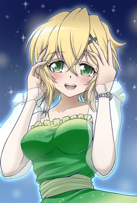 Safebooru 1girl Absurdres Akatsuki Kirika Blonde Hair Blush Breasts Dress Frills Green Dress