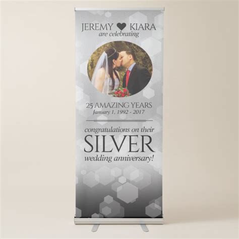 Elegant 25th Silver Wedding Anniversary Retractable Banner