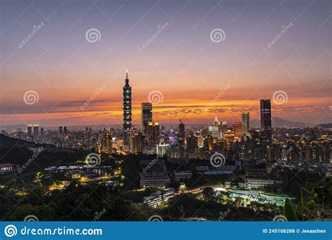 Taipei City Skyline At Dusktaiwan Editorial Stock Photo Image Of