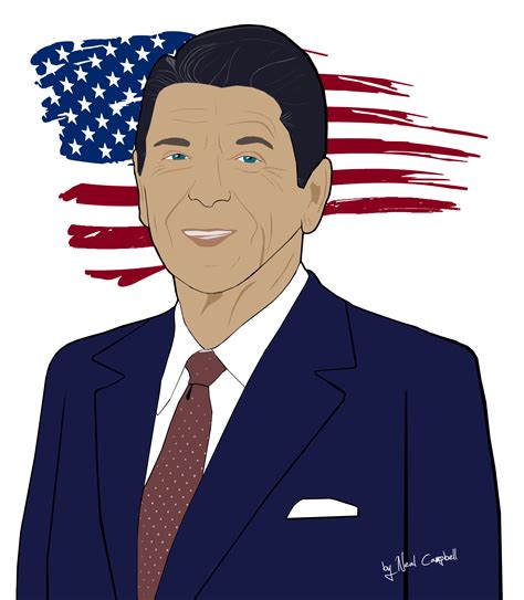 Ronald Reagan By Neal Campbell Portrait Ronald Reagan Cartoon