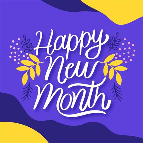 Free Vector Happy New Month Lettering With Hand Drawn Elements