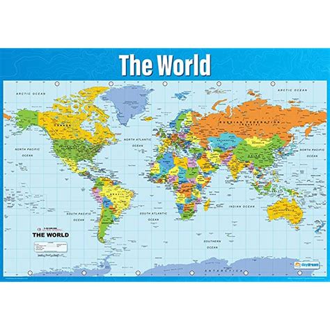 Buy World Map Geography Posters Laminated Gloss Paper Measuring