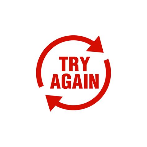 Try Again Text Symbol Stamp Red Rubber Stamp Sticker Icon Symbolizing