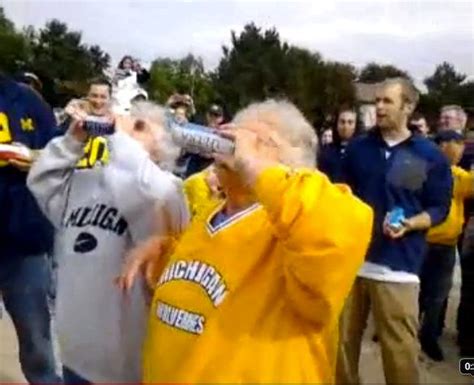 Umichigan Grandmothers Shotgun Beers At Football Game Video Huffpost College