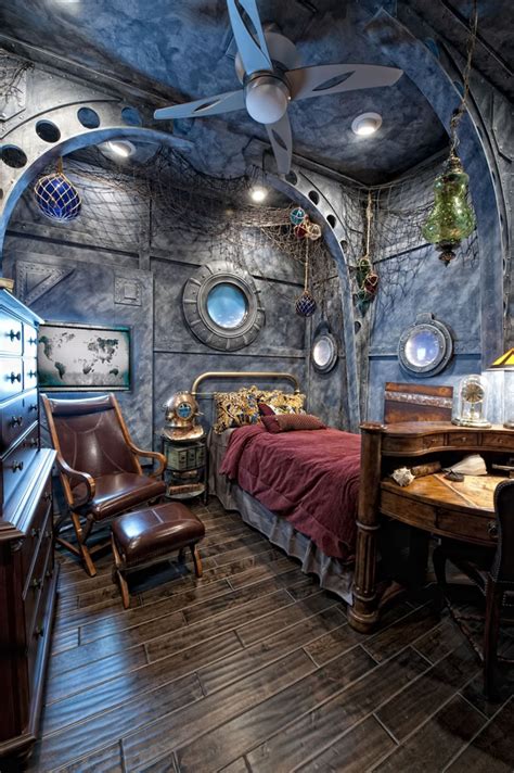 The aspirations of this project was to envision a one of a kind home, embracing minimalism and contemporary design. Nautilus room? | Steampunk bedroom decor, Steampunk home ...