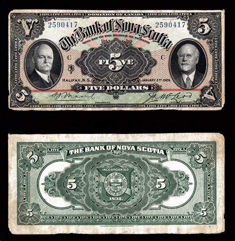 It offers a range of advice, products, and services, including personal and commercial. Bank of Nova Scotia $5, 1929