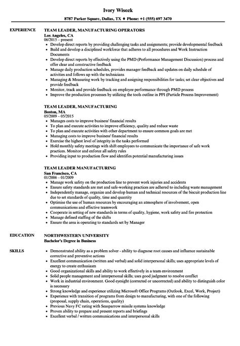 Looking for team leader resume samples? Manufacturing team leader resume December 2020