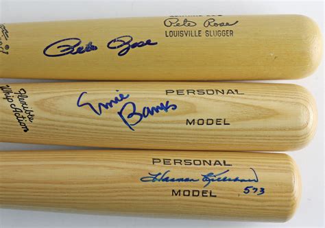 Lot Detail Lot Of Three 3 Signed Baseball Bats W Banks Rose