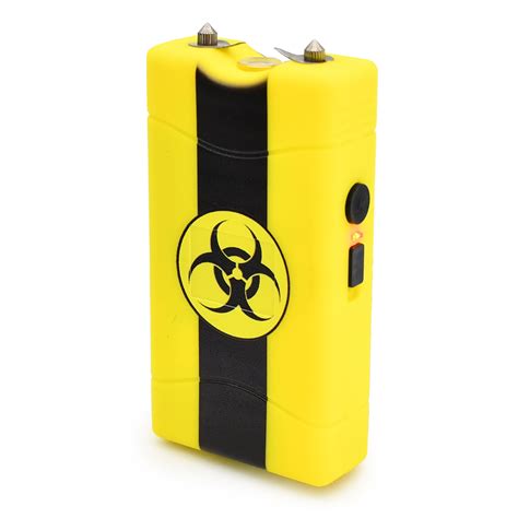 Self Defense Biohazard Yellow Stun Gun Rechargeable LED Flas