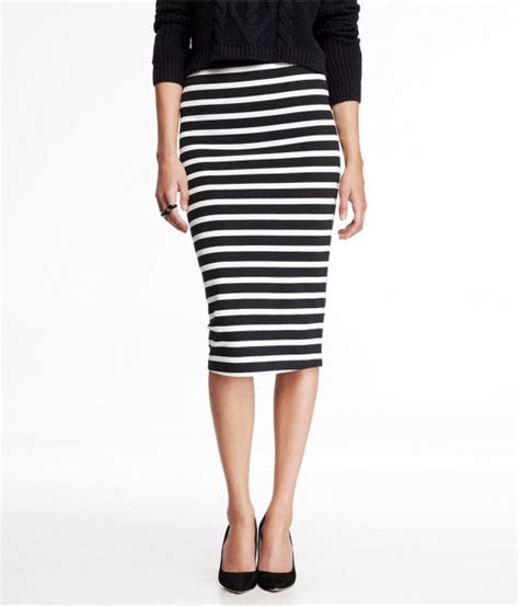 It gives you enough height, plus it's it makes this specific skirt look proportional. White and Black Horizontal Striped Pencil Skirt: Express ...