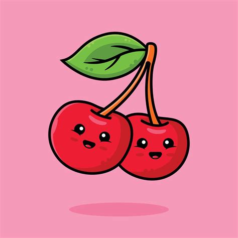 Cute Cherry Cartoon Icon Illustration 4916013 Vector Art At Vecteezy