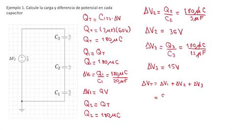 Capacitores En Serie Cálculo De La Carga Y La Diferencia De Potencial