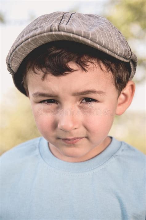Child Kid Little Boy Portrait Format Outdoor With A Cap Retro St Stock