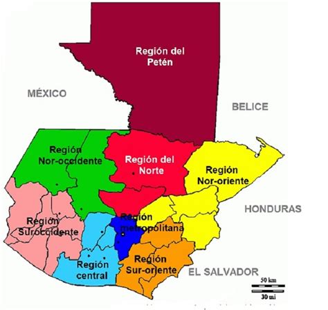 Mapa De Guatemala Y Sus Departamentos