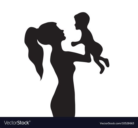 Download Woman with a baby silhouette Girl holding baby Vector Image