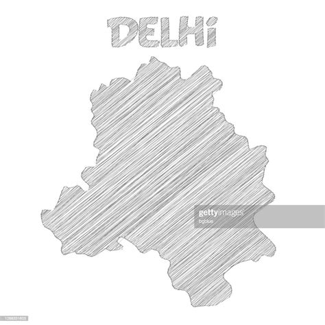 Delhi Map Hand Drawn On White Background High Res Vector Graphic