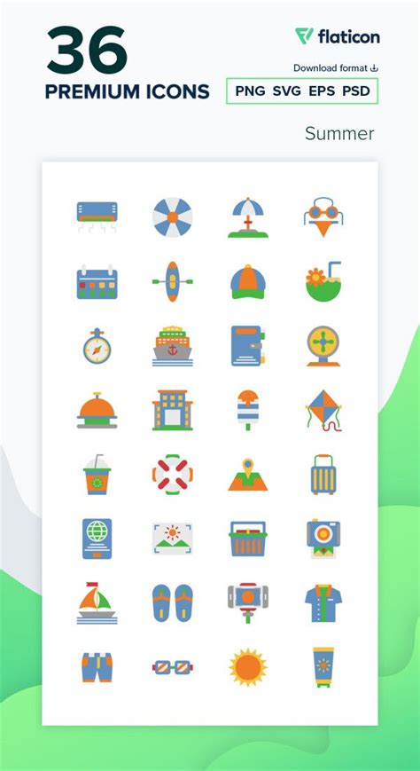 Icon Pack Summer Flat Vector Icons Vector Free Summer Icon Summer