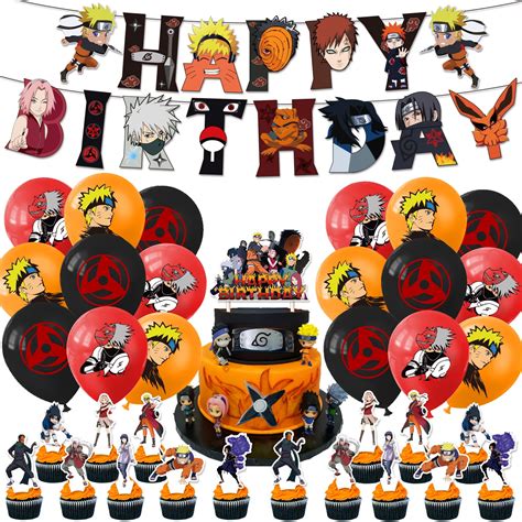 Naruto Party Decorations Naruto Birthday Party Supplies Includes Birthday Banner Cake Topper