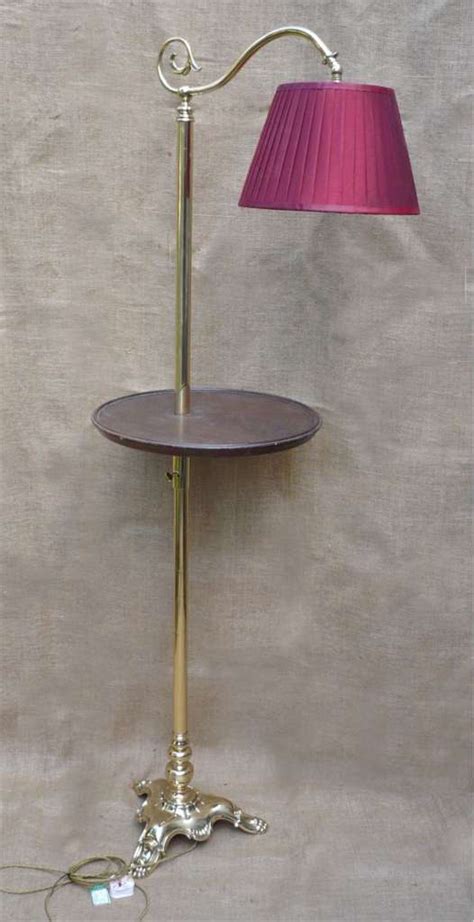 Library Lamp In Brass With Mahogany Table Lighting Standard Art