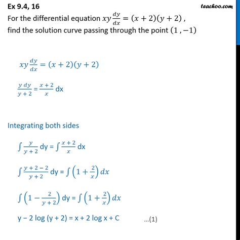 Ex 9.4, 16 - For xy dy/dx = (x + 2) (y + 2), find solution