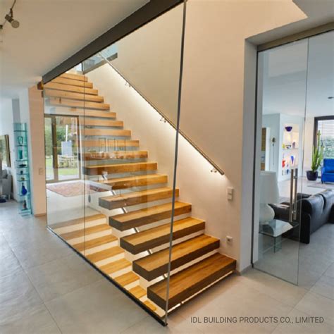 Indoor Tempered Glass Staircase Railing And Handrail Floating Stairs