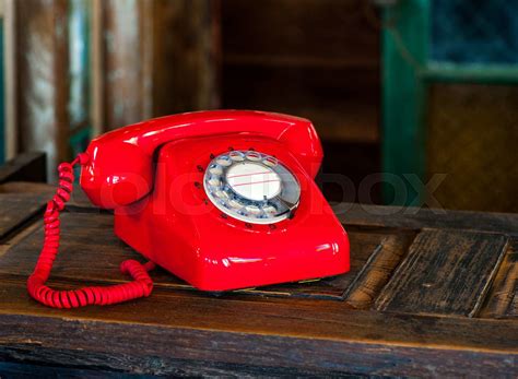 Vintage Rotary Red Telephone Stock Image Colourbox