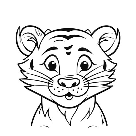мультяшный тигр морда раскраски для печати рисунок векторный контур
