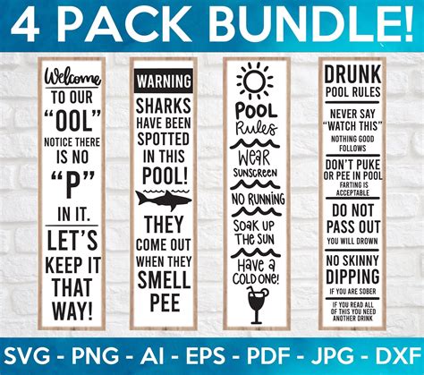 Funny Pool Signs Svg Bundle Pool Signs Svg Swimming Pool Etsy In 2022