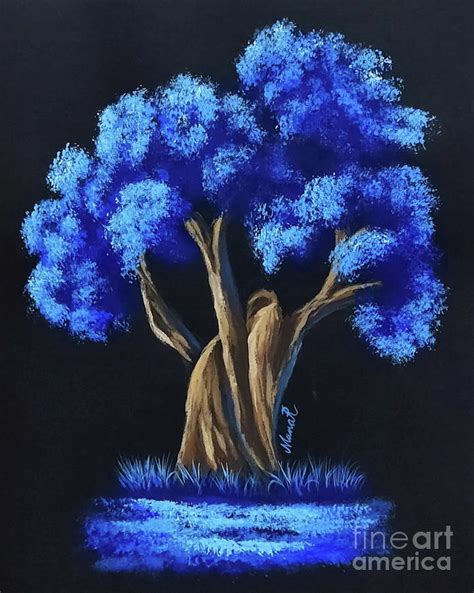Blue Tree Painting By Manar Hawsawi Fine Art America