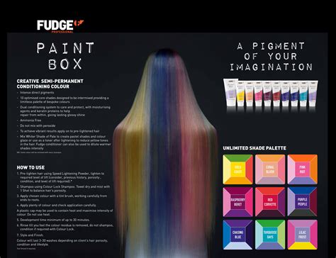 Fudge Professional Paint Box Unlimited Shade Palette Hair Chart