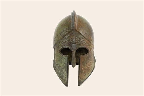 Ancient Greek Corinthian Spartan Helmet Laurel Leaves Forehead Adorned