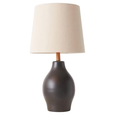 Studio Craft Sculptural Cherry Wood And Brass Table Lamp With Original