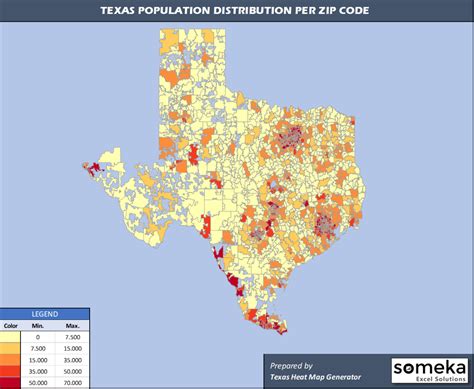 Texas Zip Code Map In Excel Zip Codes List And Popula