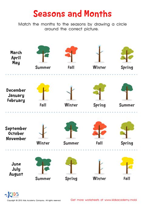 Seasons And Months Worksheet Free Printout For Kids