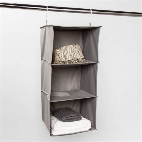 The rods are adjustable both in width and height to provide a custom fit for your unique closet and easily hangs over a closet rod to make set. 3 Shelf Hanging Closet Organizer Gray - Room Essentials ...