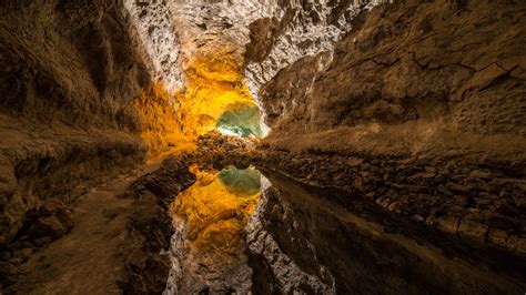 Fond Décran Jaune La Grotte Roche Formation Phénomène Géologique