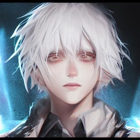 White Hair Red Eyes Semi Realistic Anime Ai Generated Handsome
