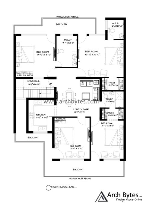 House Plan For 40x80 Feet Plot Size 355 Square Yards Gaj Archbytes