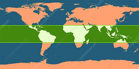 World Map With Tropic Zone Stock Image C0253470 Science Photo