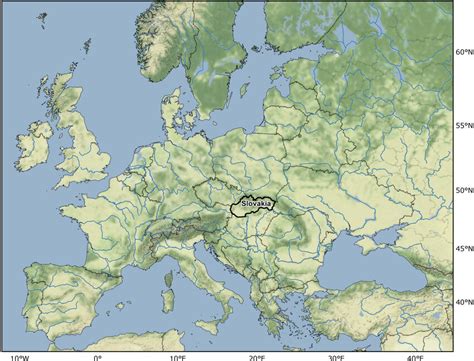 Map Of Europe Showing The Localization Of Slovakia Map Tiles By
