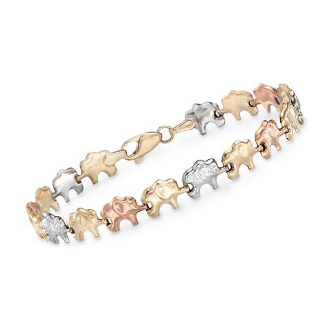 Check spelling or type a new query. 14kt Tri-Colored Gold Elephant Bracelet | Ross-Simons