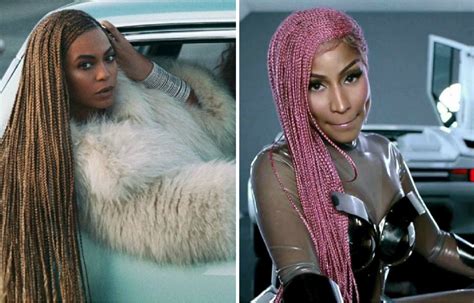 Cardi b's pigtail hairstyle has us singing spice up your life. Nicki Minaj's Pink Braids Are Reminiscent to Beyonce's ...