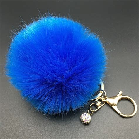 8cm Fluffy Rabbit Fur Ball Keychain Pearl Key Chain Fur Pompons Keychain Fur Pompom Keychain