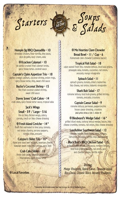 Capt. Jack's Menu - MENU Magazine