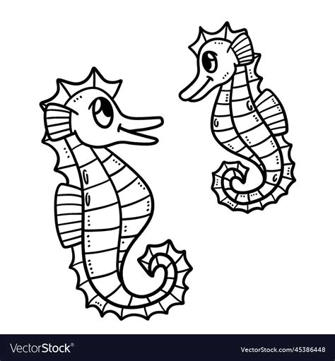 Baby Seahorse Isolated Coloring Page For Kids Vector Image