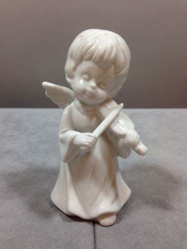 Enesco Angel Child Playing The Violin Figurine White Vtg 1979 Christmas
