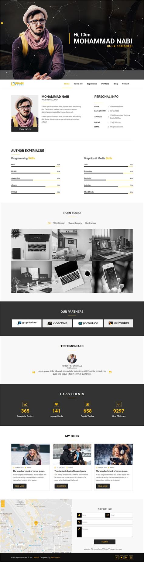 Click the text boxes to edit your personal information, qualifications, and experience. MNABI Personal CV/Resume Portfolio HTML5 Template | Html5 ...